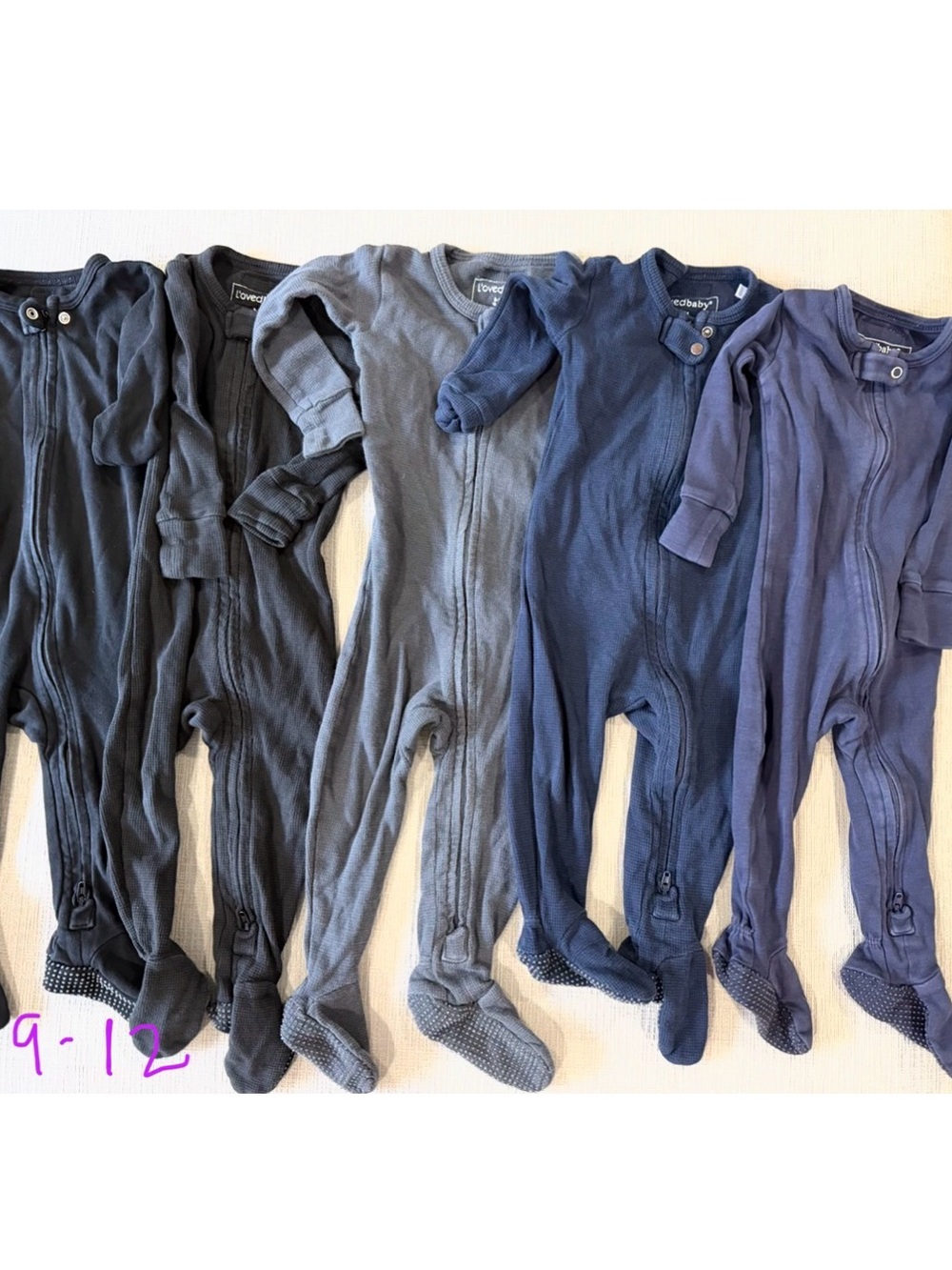 Loved baby foot pajama bundle 9-12 months  with some thermals